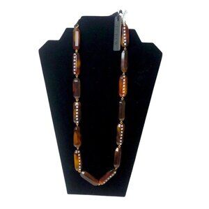 J.Crew Double Sided Lucite Pave Necklace Tortoise With dust bag.
